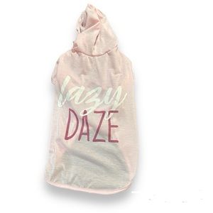 Dog Hoodie Clothes Pink Lazy Days Shirt size L NWt